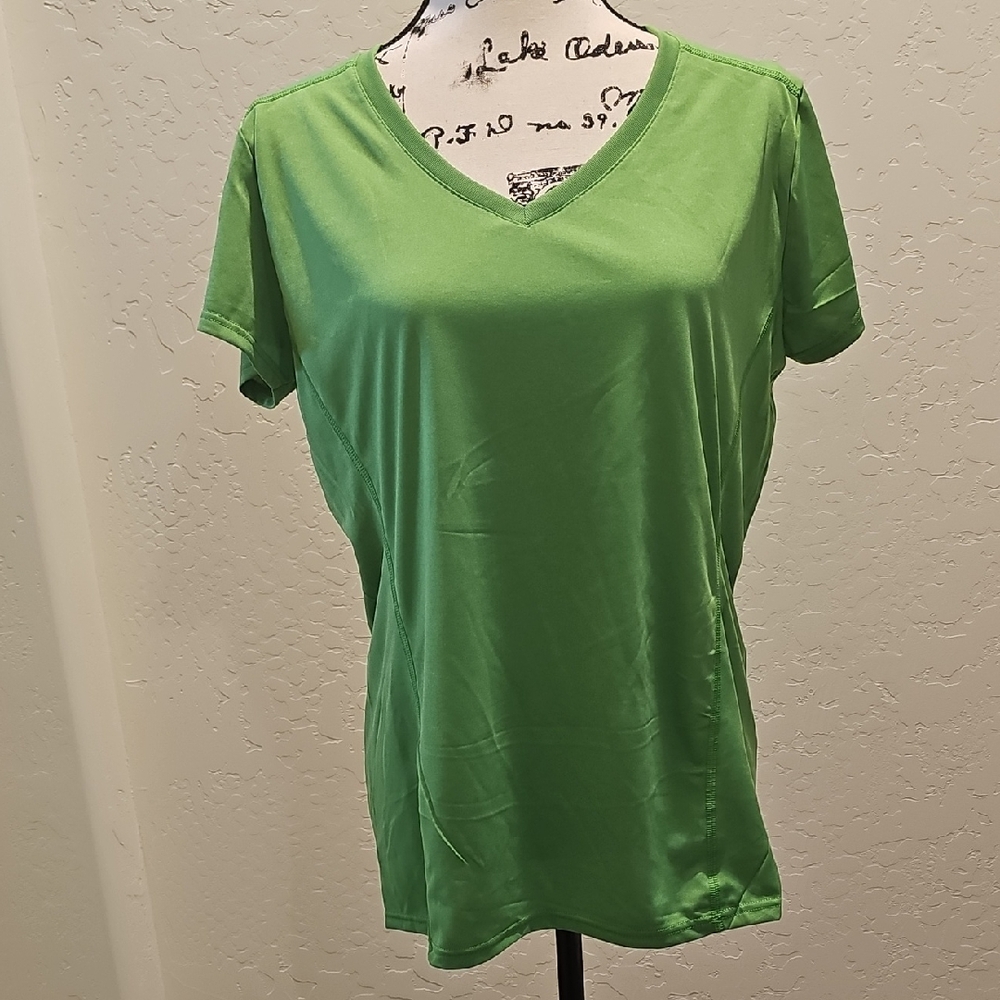 Green V-Neck Women's Top